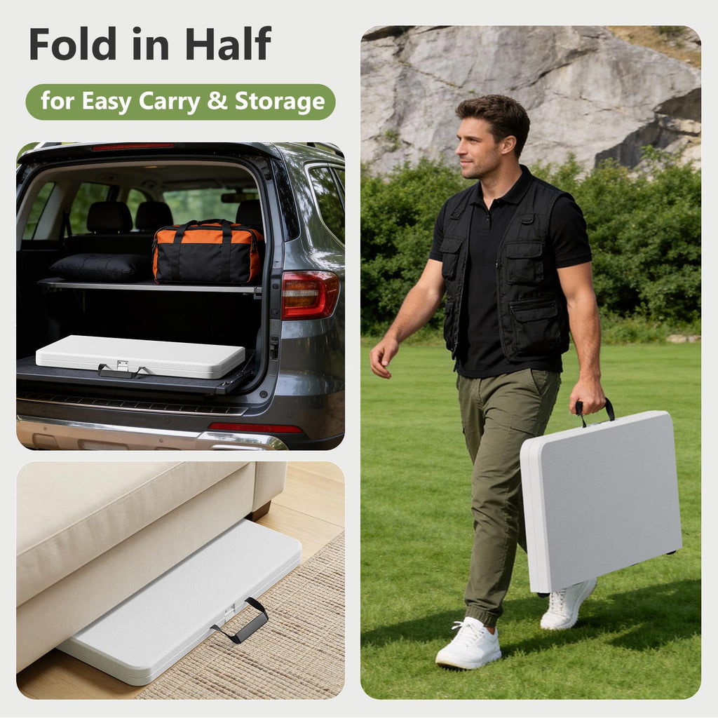 Folding Table, 36 Inch Square Foldable Card Table with Carrying Handle Y195