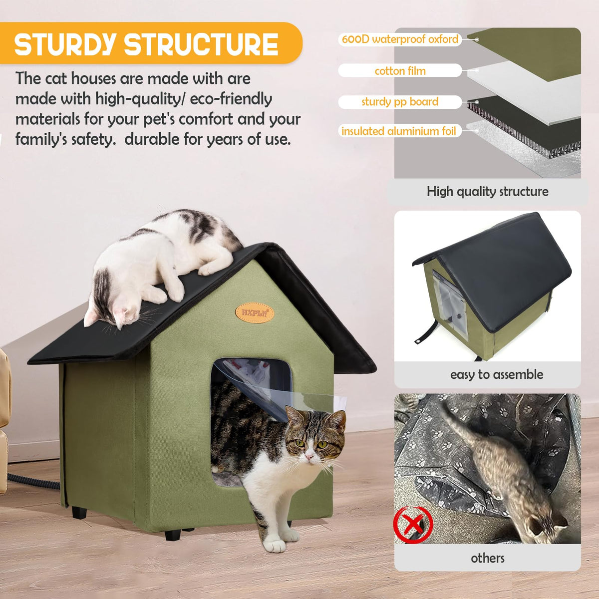 Heated Weatherproof Insulated Outdoor Cat House C574485