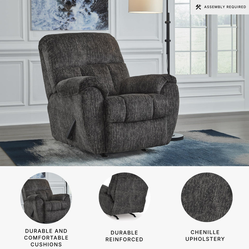 Gray Chenille Rocker Recliner Chair V7311