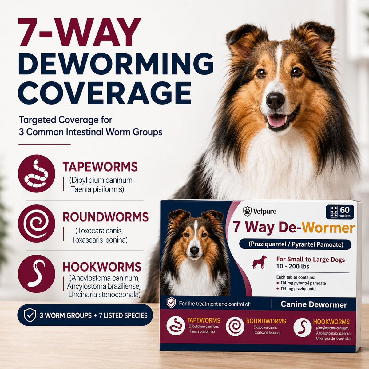 Dog Dewormer Tablets 60 Count I315