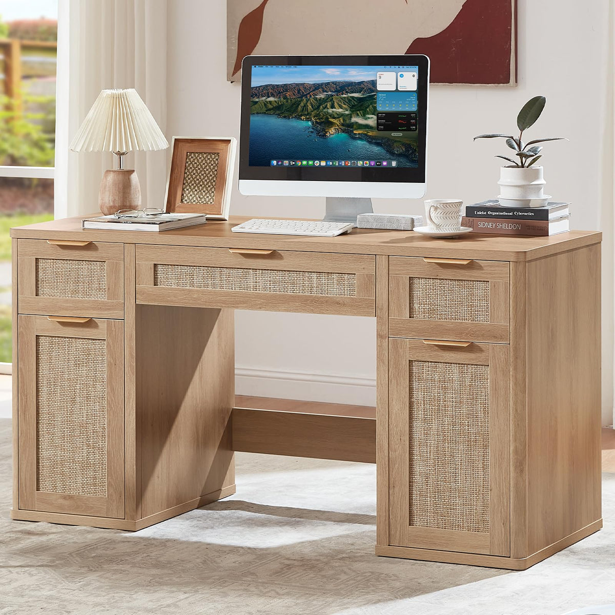 Office Desk with 5 Drawers Storage File Cabinet K2342