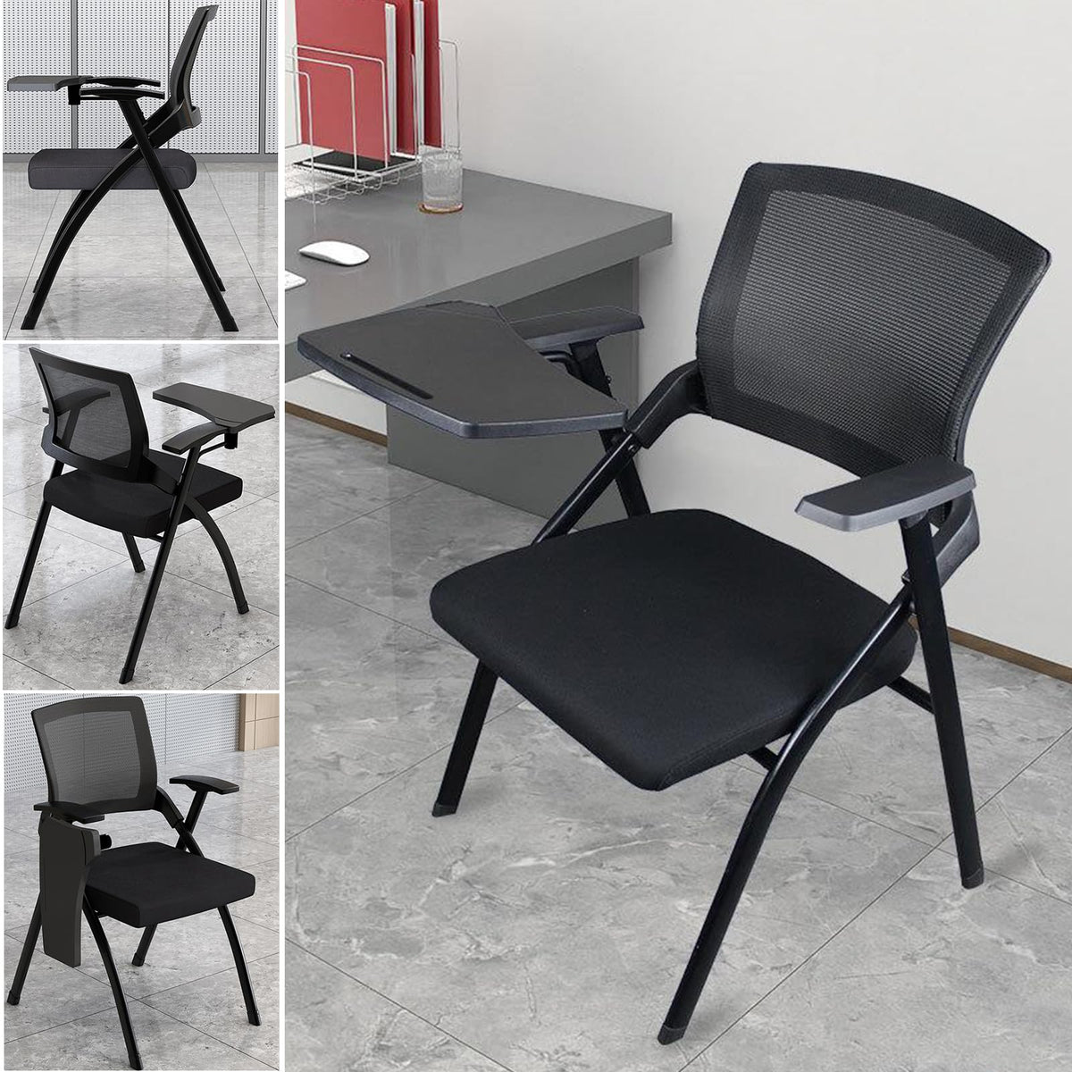 Foldable Mesh Office Chair with Back Armrest, 4pcs, Orange N3442