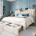 Queen Bed Frame with Storage Headboard & 4 Drawers W10285