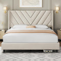 Queen Bed Frame with Tufted Headboard, Beige P229