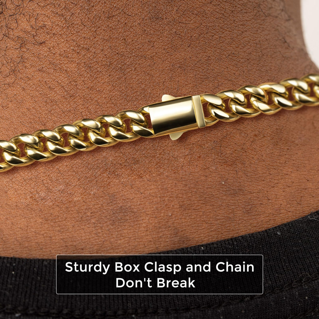 Gold Cuban Link Chain 316L Stainless Steel Necklace 20/22/24 Inches A539