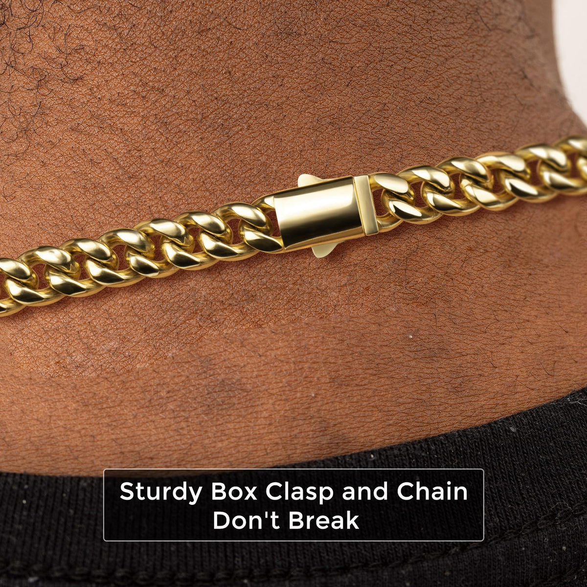 Gold Cuban Link Chain 316L Stainless Steel Necklace 20/22/24 Inches A539