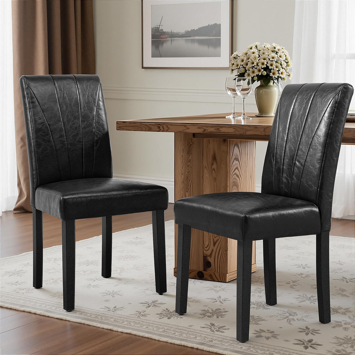 Black Upholstered Dining Chairs Set of 6 J51869
