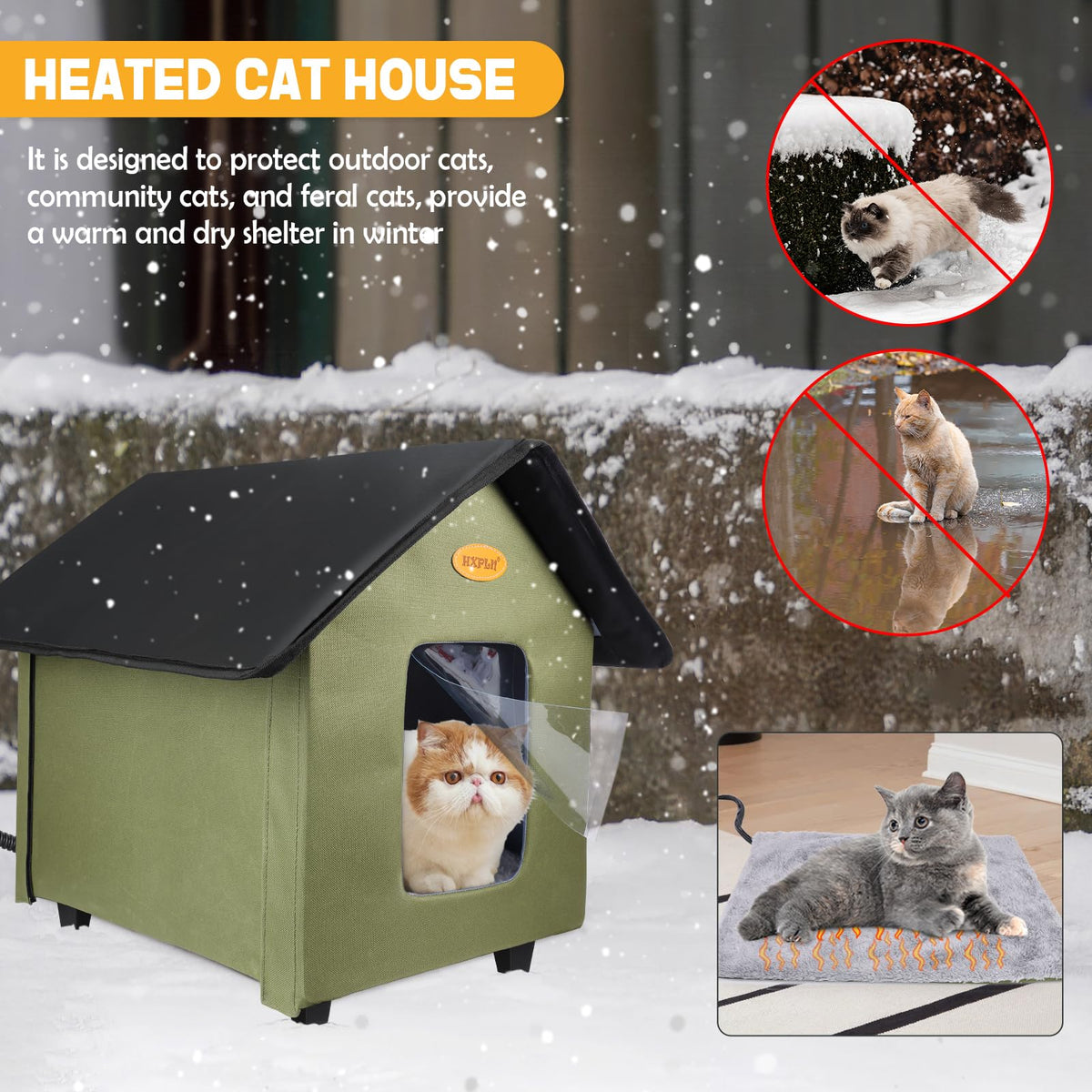 Heated Weatherproof Insulated Outdoor Cat House C574485