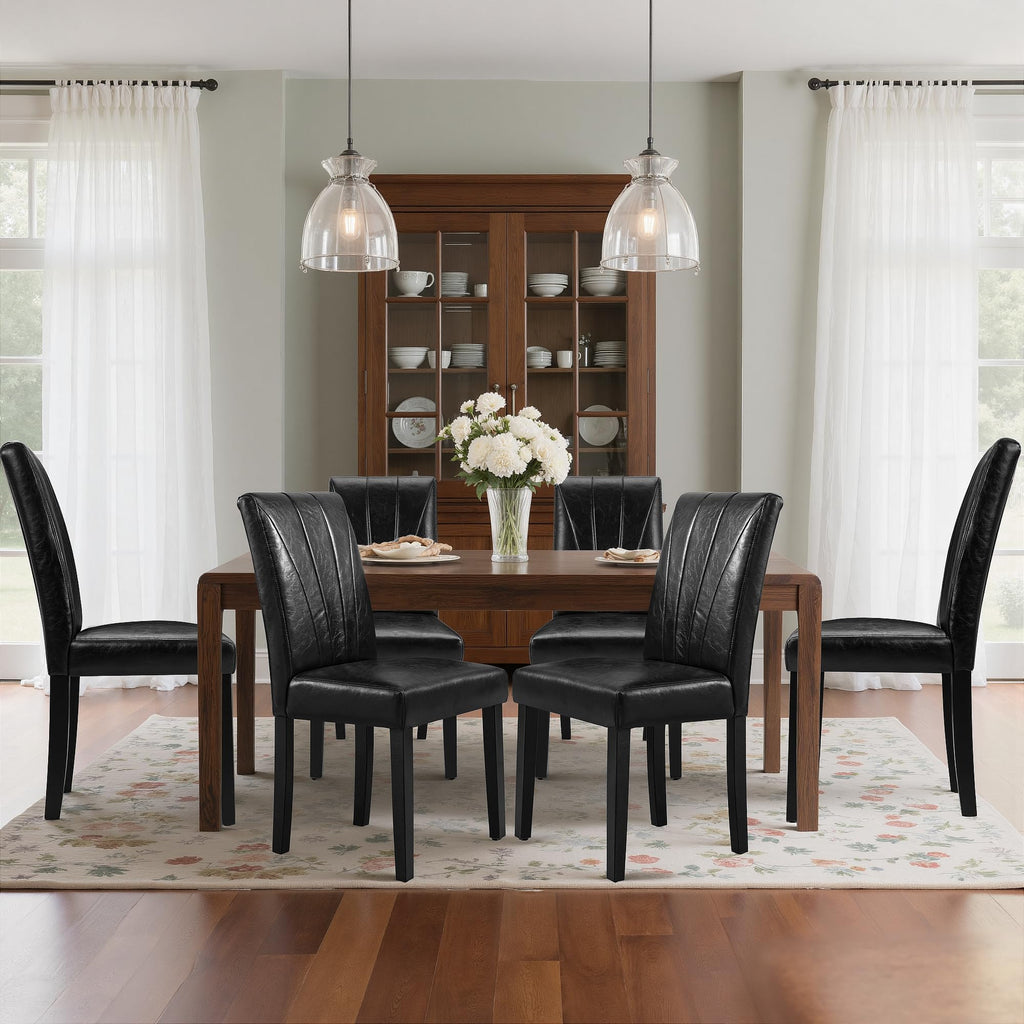 Black Upholstered Dining Chairs Set of 6 J51869