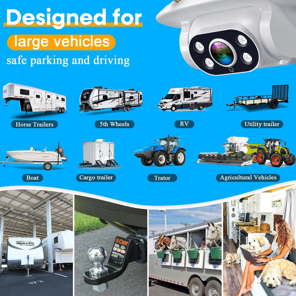 Wireless RV Backup Camera 1080P HD with 7″ DVR Monitor I4501