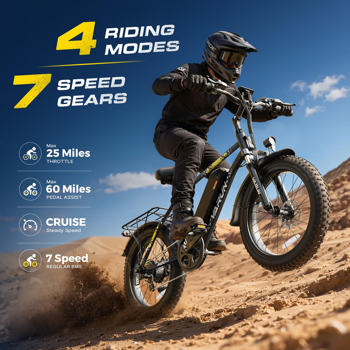 1000W Peak Motor 60+ Miles Fat Tire Electric Bike G9261