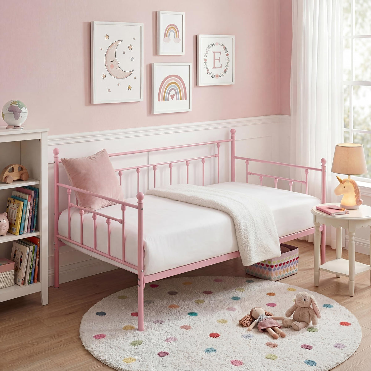 Twin Size Metal Daybed Frame with Headboard P7193