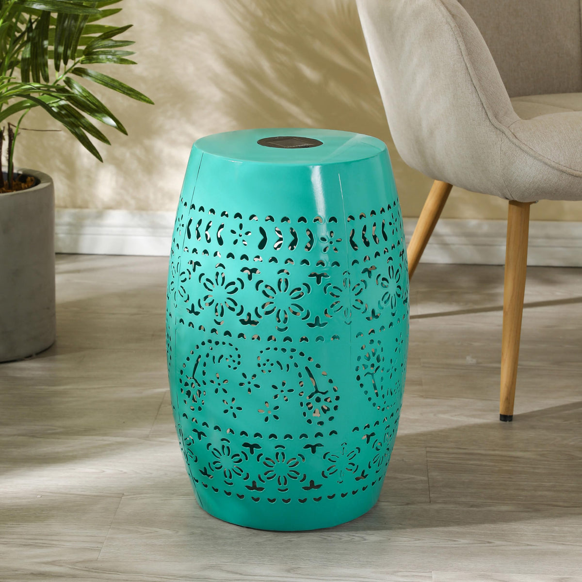 Teal Metal Patio Side Table P67308
