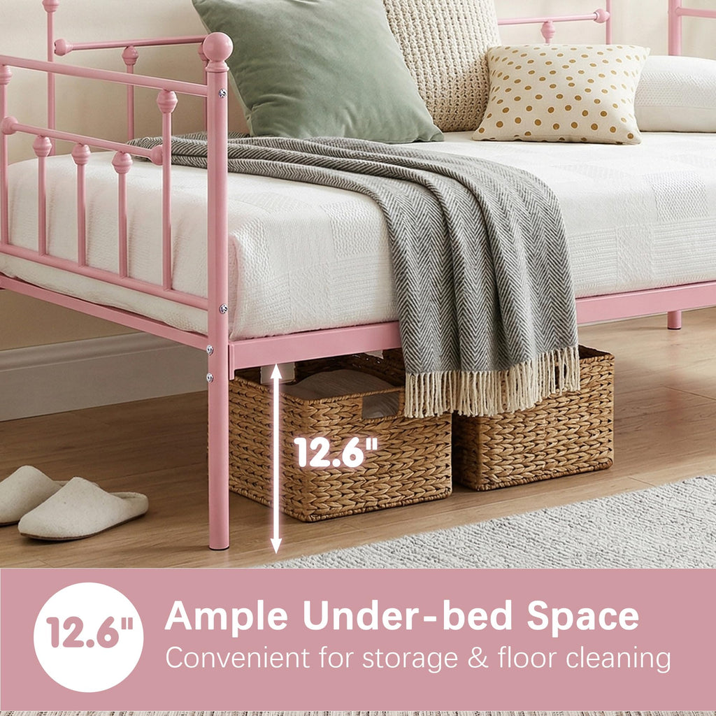 Twin Size Metal Daybed Frame with Headboard P7193