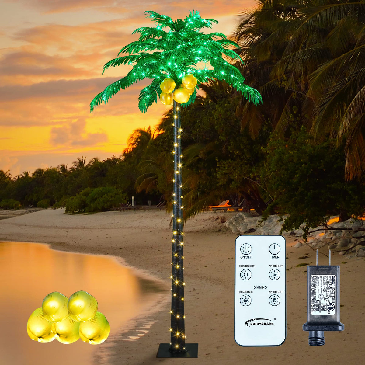 8FT Artificial Lighted Palm Tree with 256 LED Lights L816156