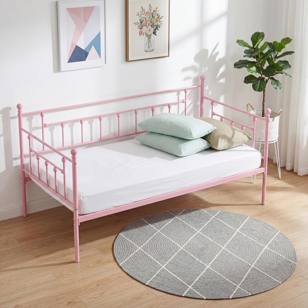 Twin Size Metal Daybed Frame with Headboard P7193