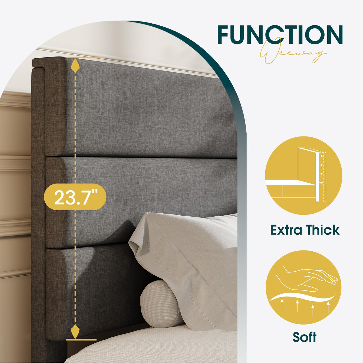Twin Size Dark Grey Upholstered Fabric Bed Frame N791