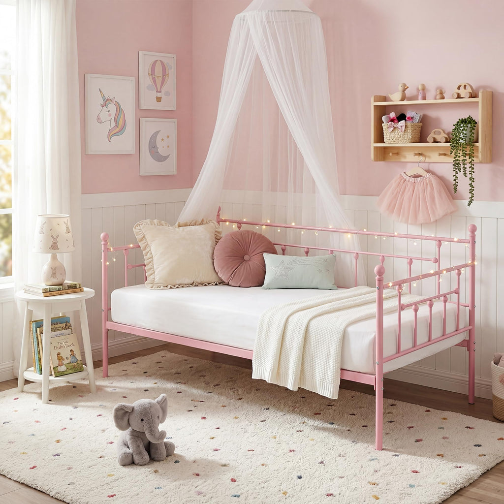 Twin Size Metal Daybed Frame with Headboard P7193