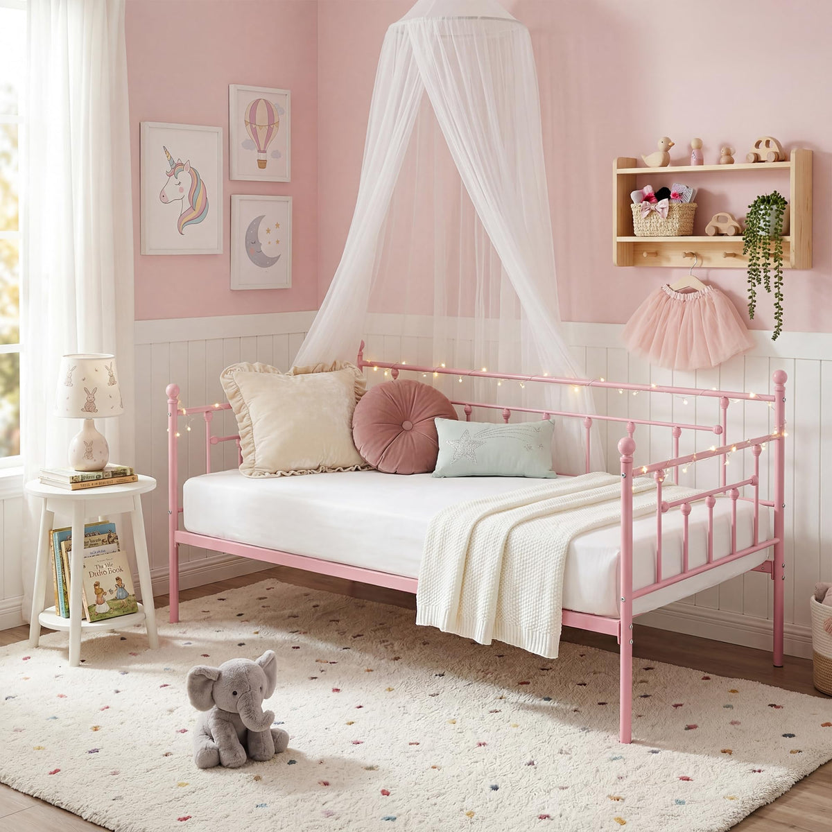 Twin Size Metal Daybed Frame with Headboard P7193