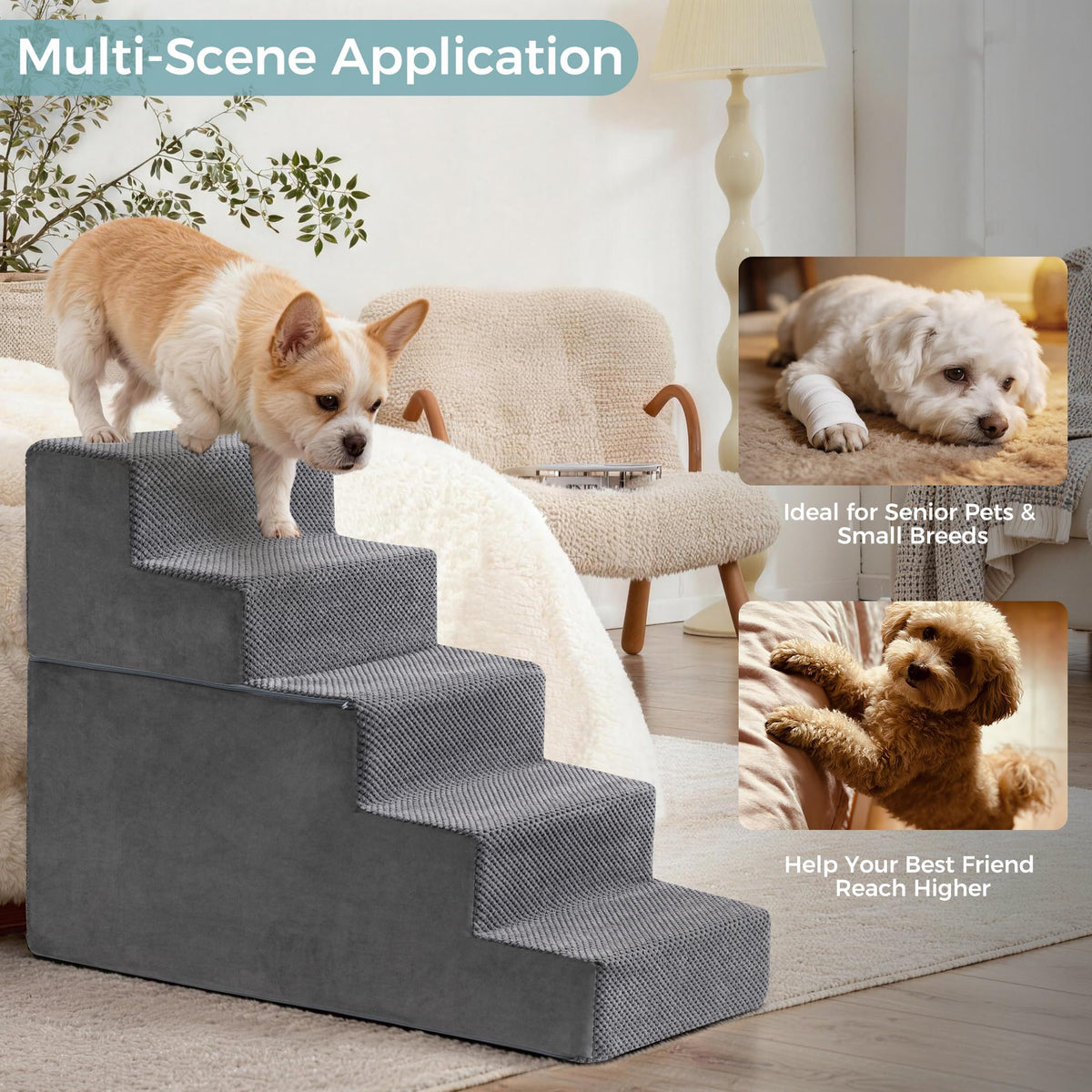 Detachable Non-Slip Grey Dog Stairs I370