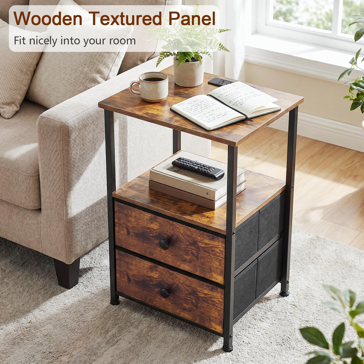 Nightstands Set of 2 with Charging Station R7405