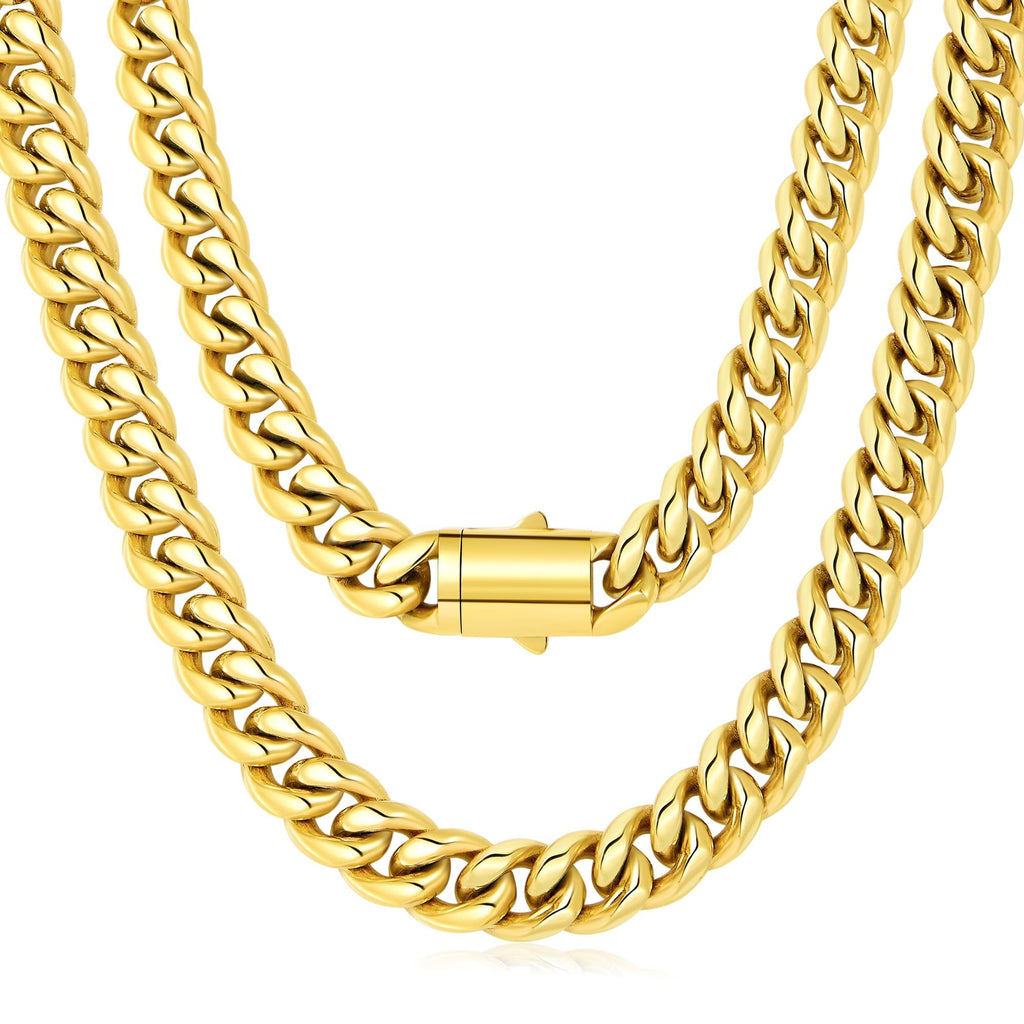 Gold Cuban Link Chain 316L Stainless Steel Necklace 20/22/24 Inches A539