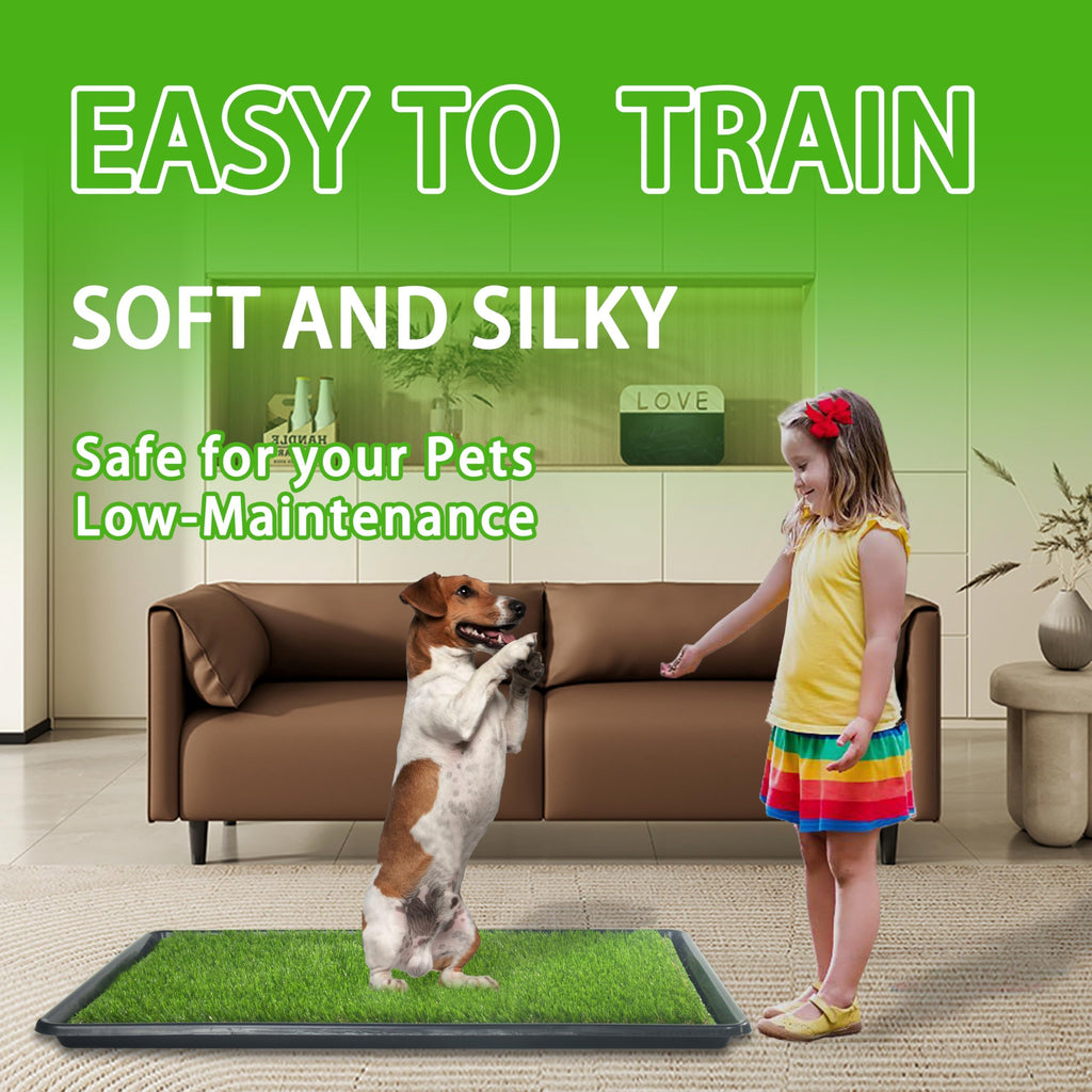 Reusable Artificial Grass Dog Loo System with Tray and Pee Pads, 35x23in S243