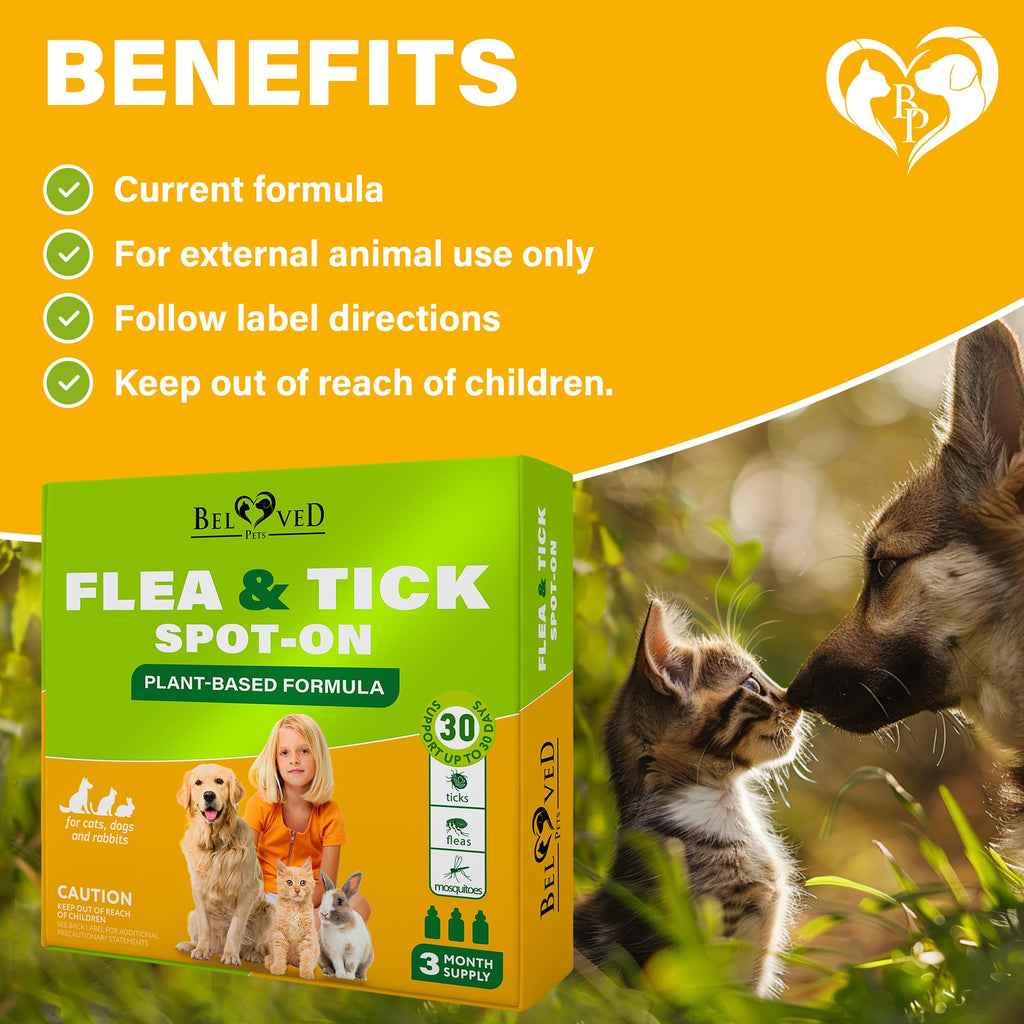 Flea & Tick Spot-On Drops for Dogs and Cats 3 Supply Pack Y777350