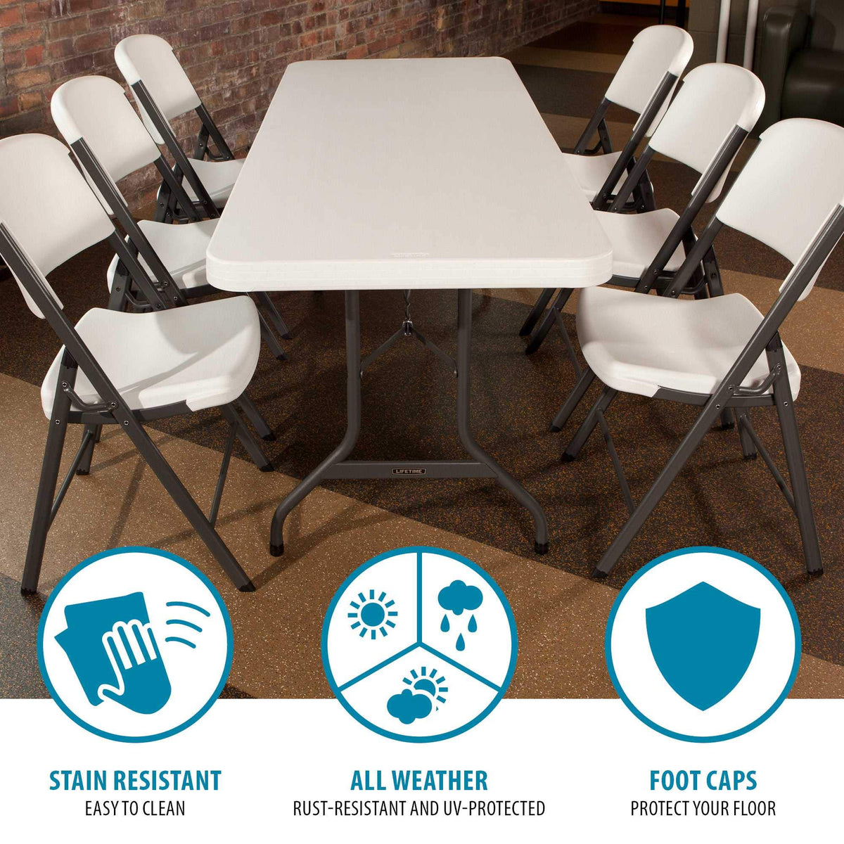 White 6 Feet Folding Utility Table Pack of 4 O346