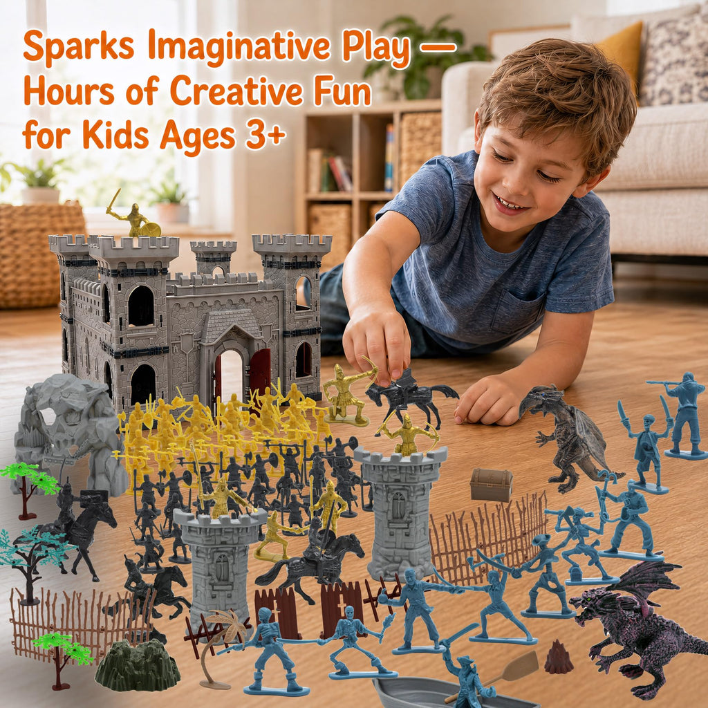 Medieval Castle Building Set with Knights and Dragon E335527