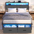 Full Bed Frame with 2 Drawers, LED Lights and Charging Station L20225
