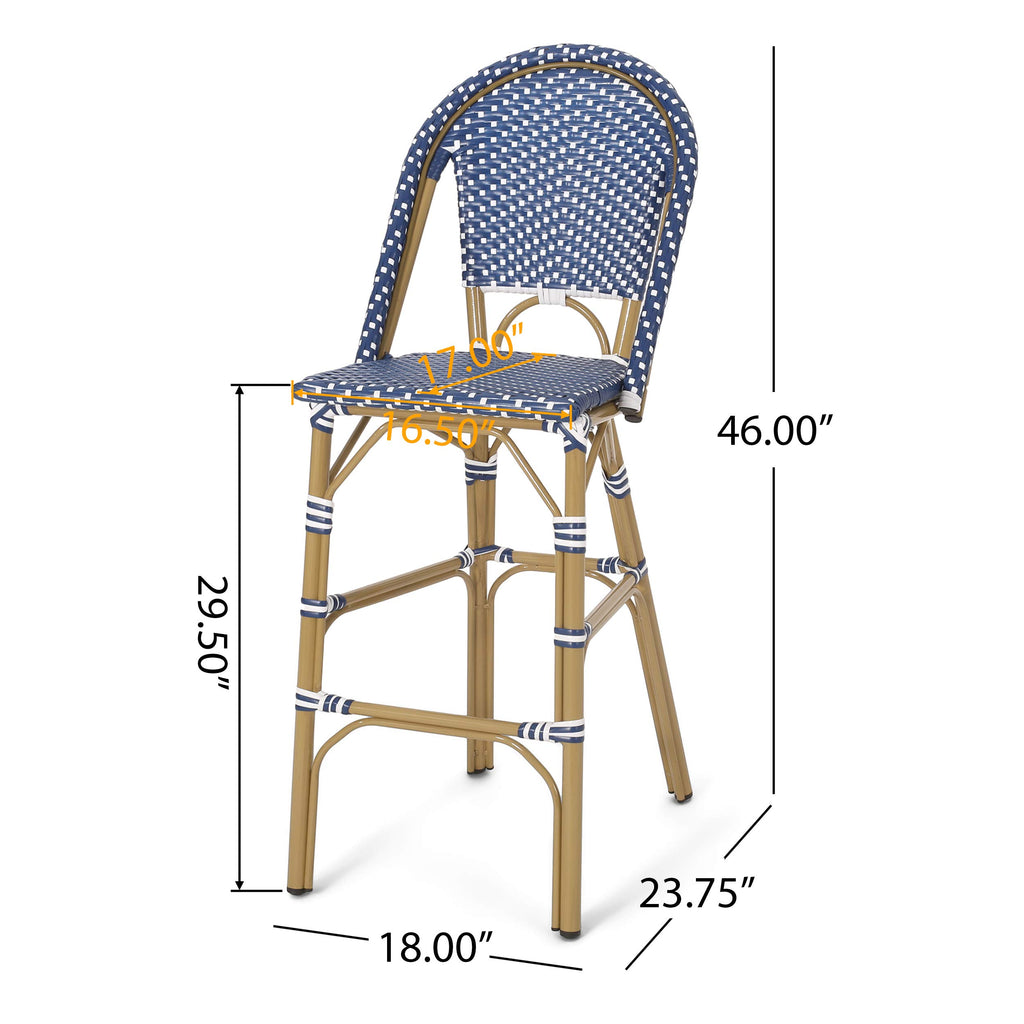 Teal Blue Rattan Counter Height Bar Stools Set of 2 I9458