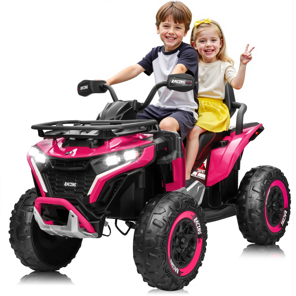 24V Kids ATV Four Wheeler with EVA Tires, 2 Seater, 800W Motors, Remote Control, Pink E113131