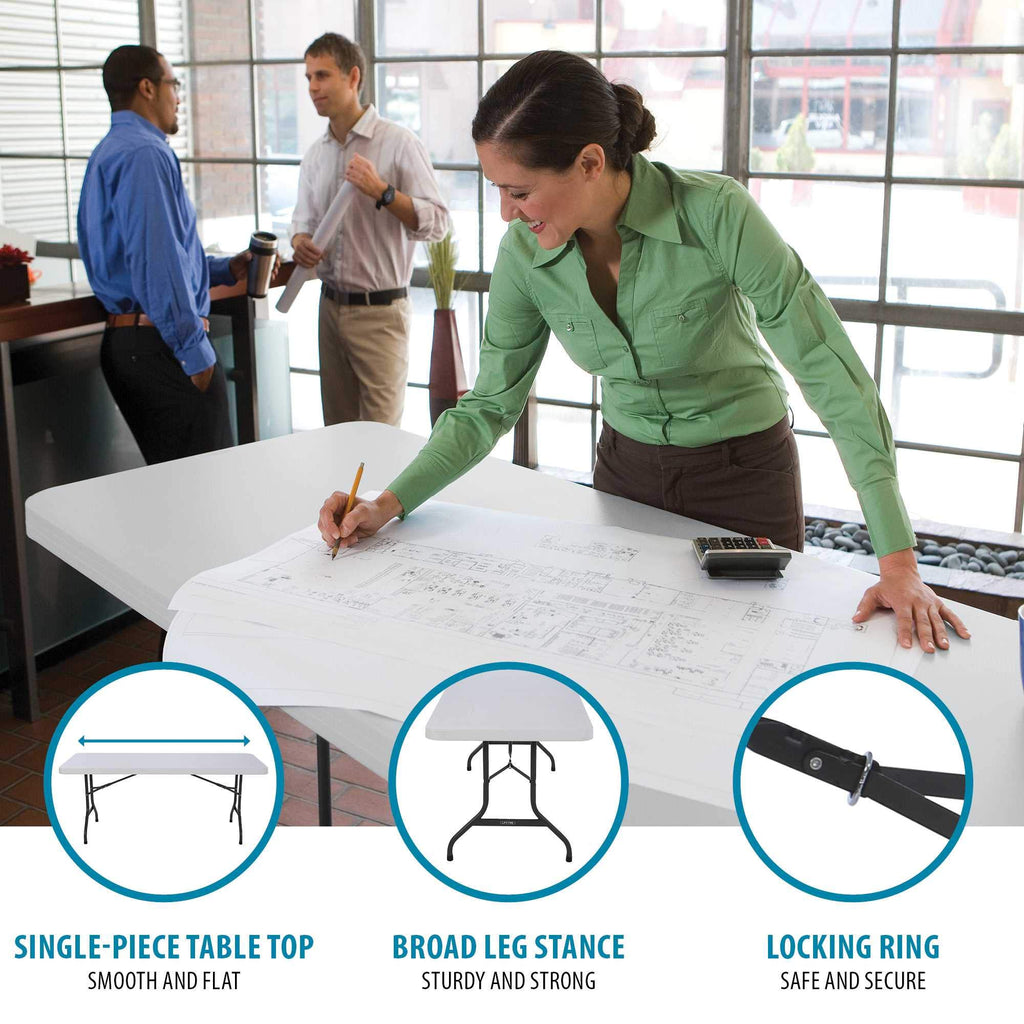 White 6 Feet Folding Utility Table Pack of 4 O346