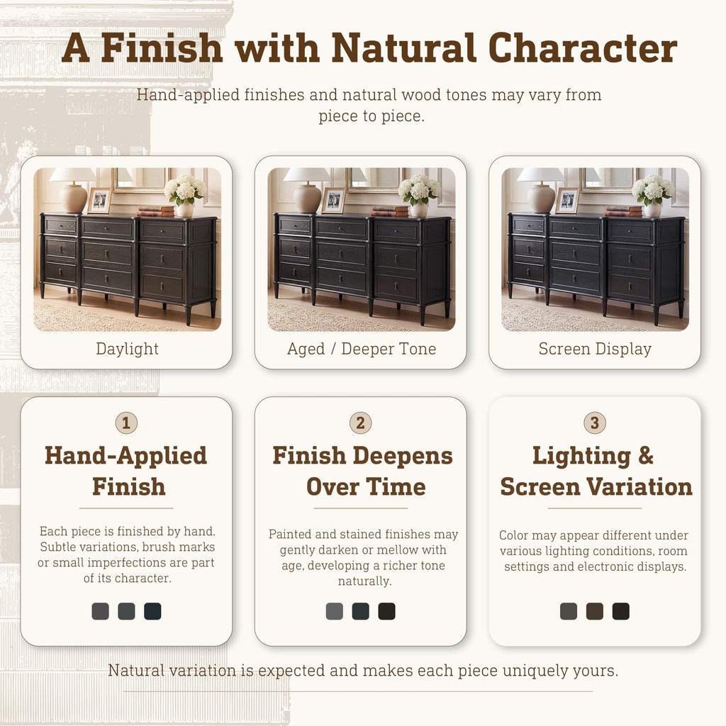 Black 9 Drawer Wood Dresser Q5114