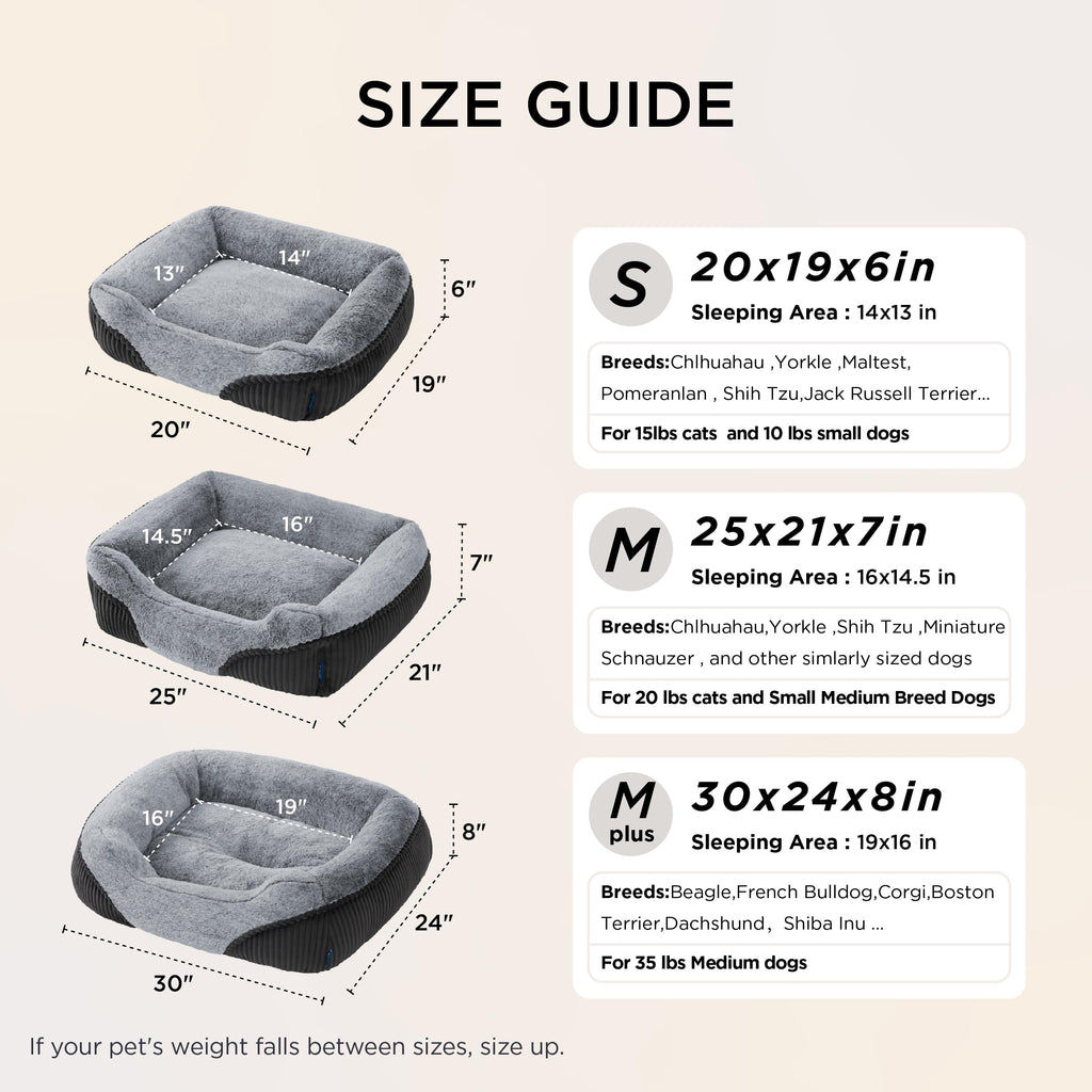 Washable Dog Bed Small Medium Size 25x21x7in W31477
