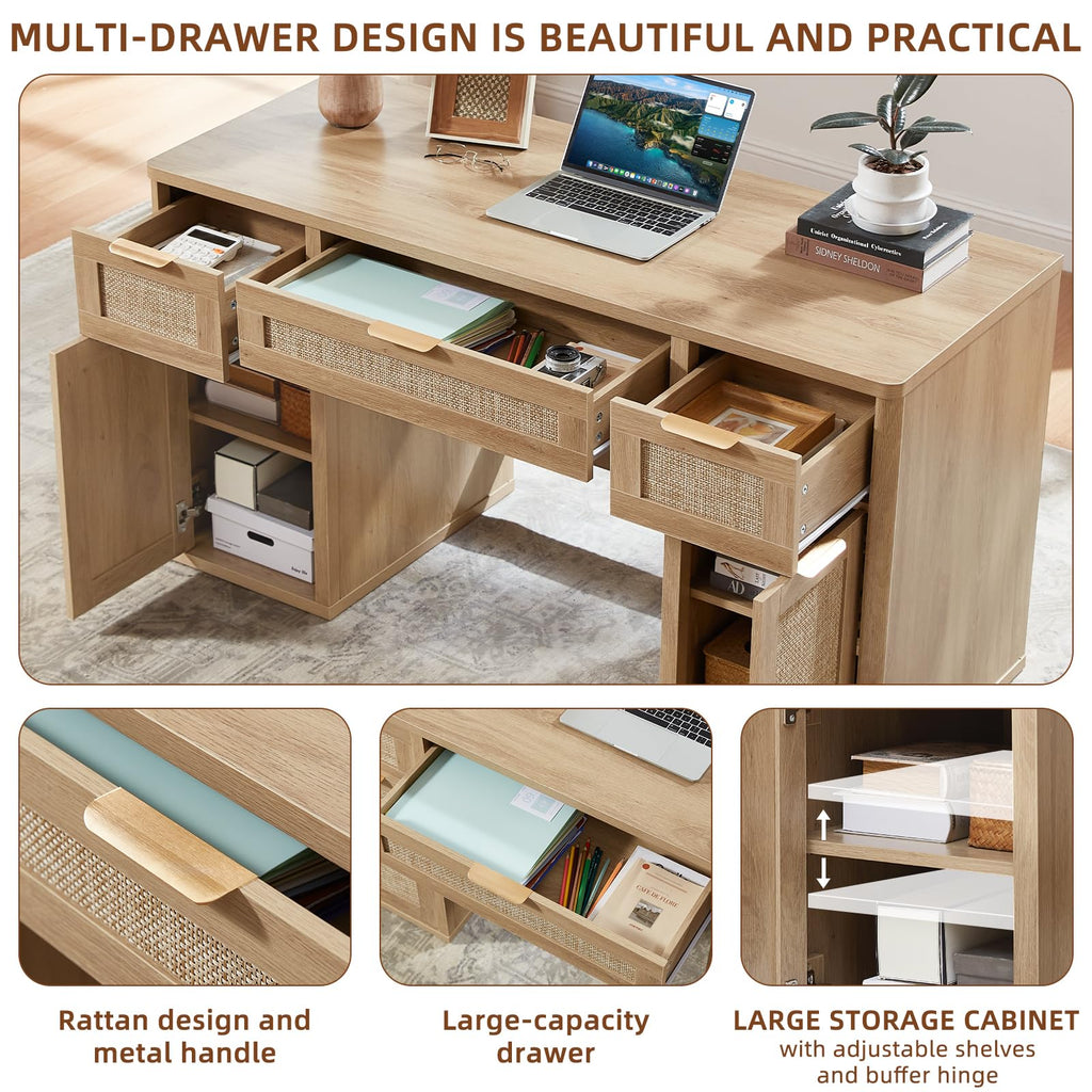 Office Desk with 5 Drawers Storage File Cabinet K2342
