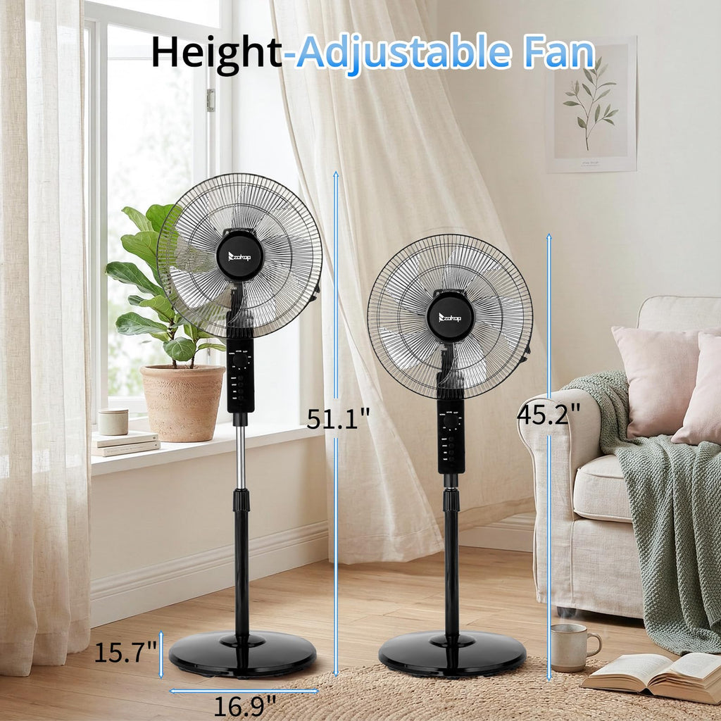 16 inch Oscillating Pedestal Fan with Remote Control, Black H357048