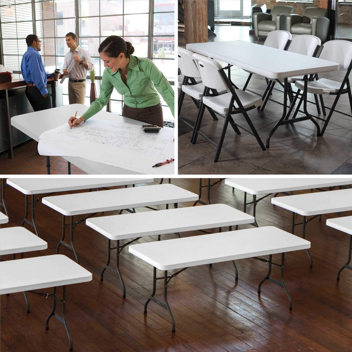 White 6 Feet Folding Utility Table Pack of 4 O346