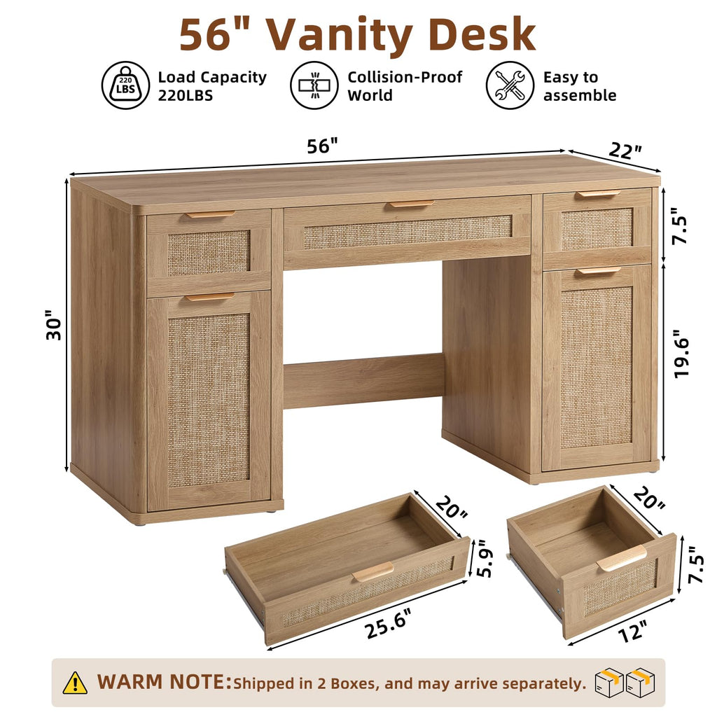Office Desk with 5 Drawers Storage File Cabinet K2342