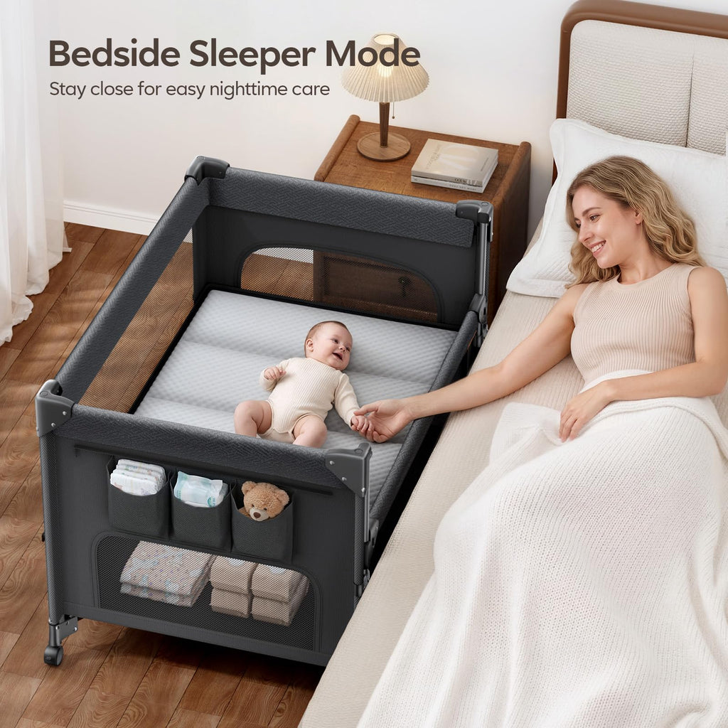 5-in-1 Baby Bassinet Bedside Crib with Changing Table Y9730