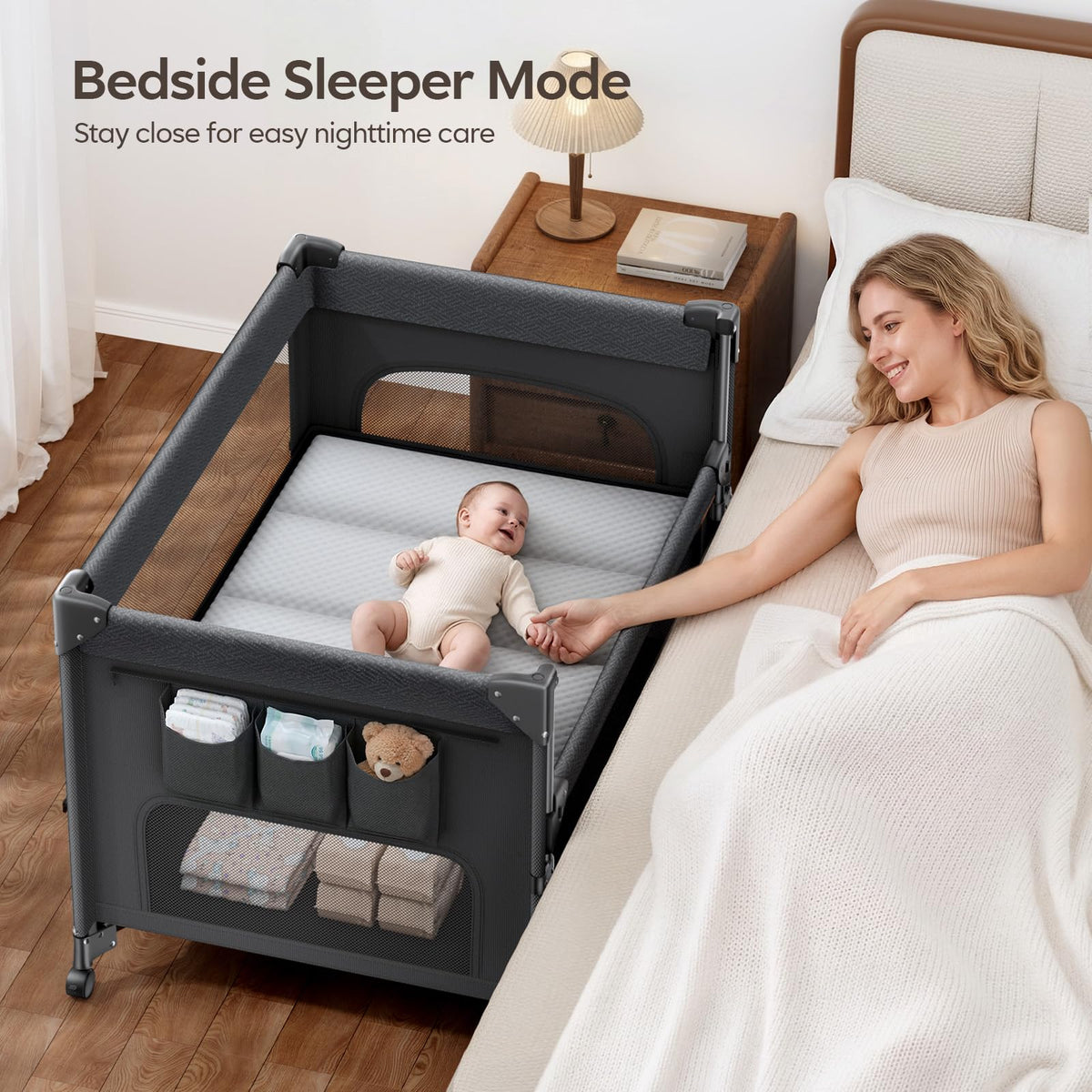 5-in-1 Baby Bassinet Bedside Crib with Changing Table Y9730