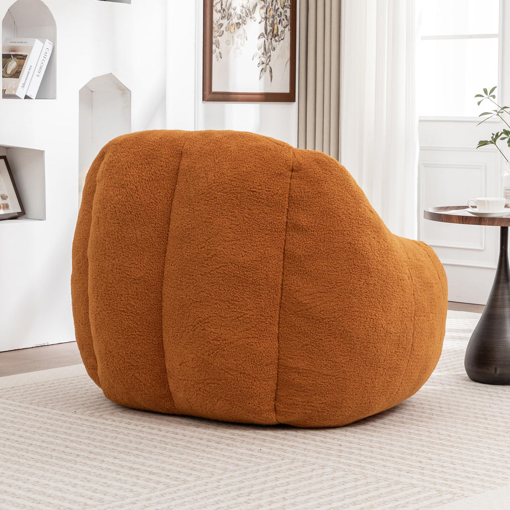 Yellow Faux-Fur Beanbag Sofa with Armrests S515642