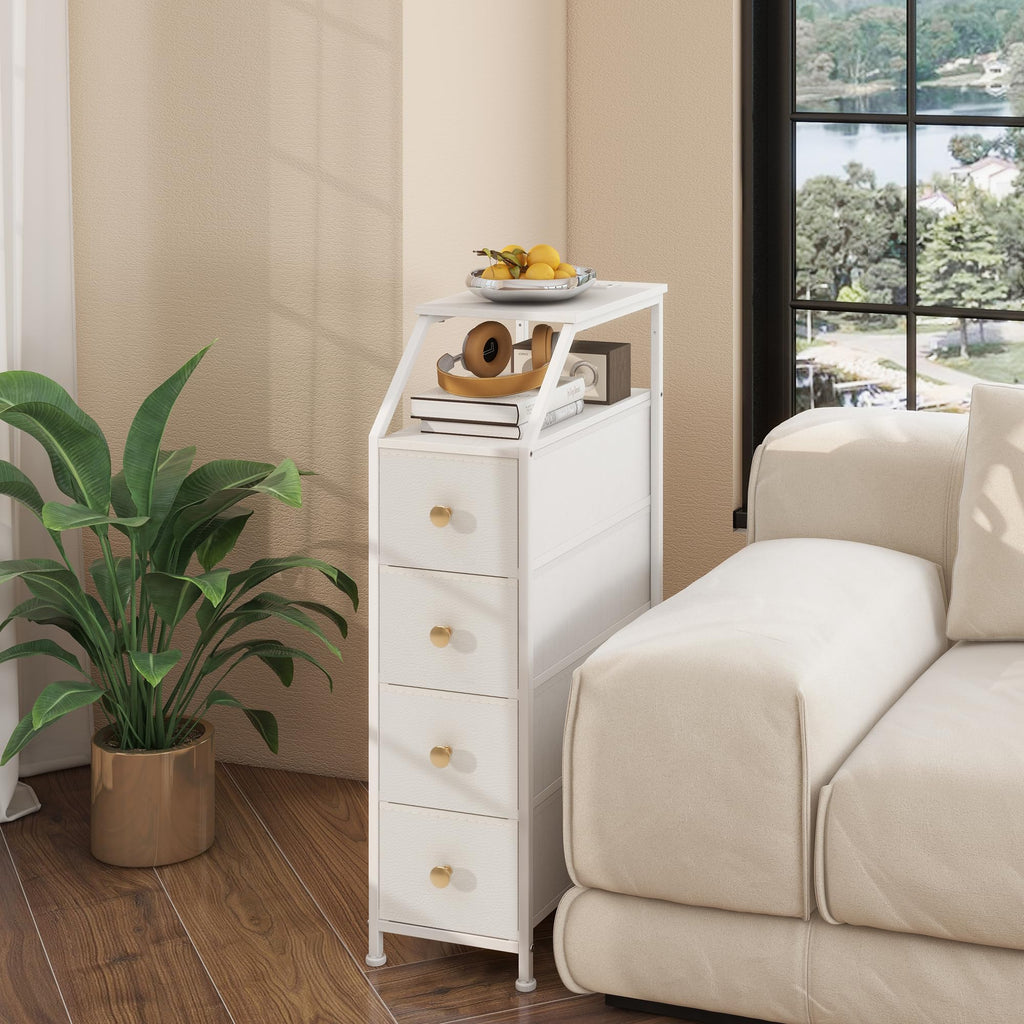 White 4 Drawers Narrow Dresser I1999
