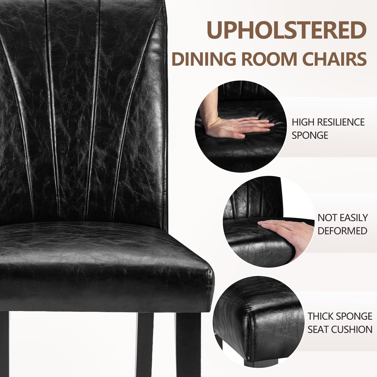 Black Upholstered Dining Chairs Set of 6 J51869