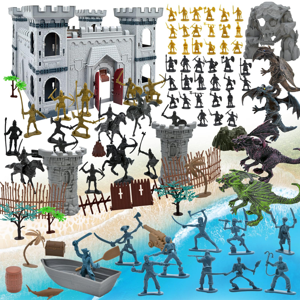 Medieval Castle Building Set with Knights and Dragon E335527