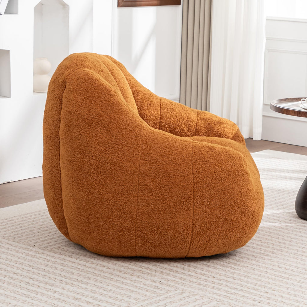 Yellow Faux-Fur Beanbag Sofa with Armrests S515642