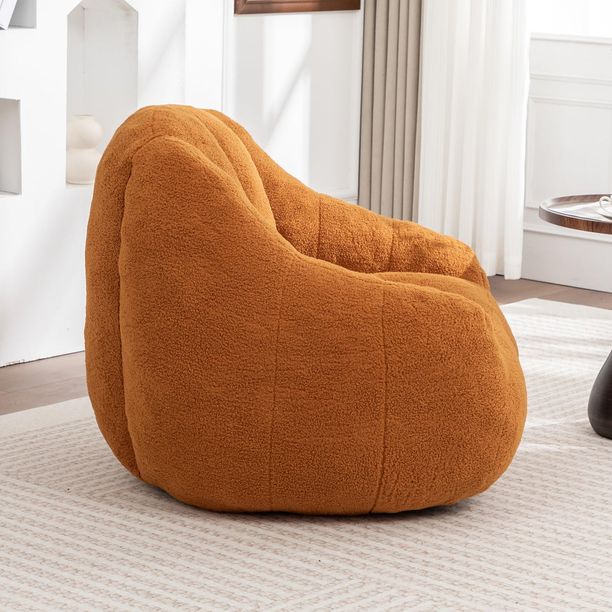 Yellow Faux-Fur Beanbag Sofa with Armrests S515642