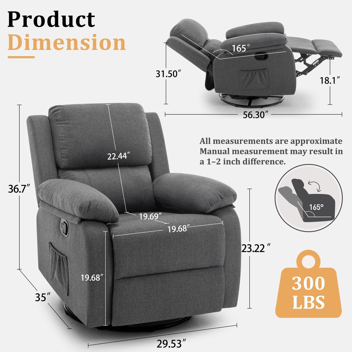 360 Swivel Rocker Recliner Chair T6892