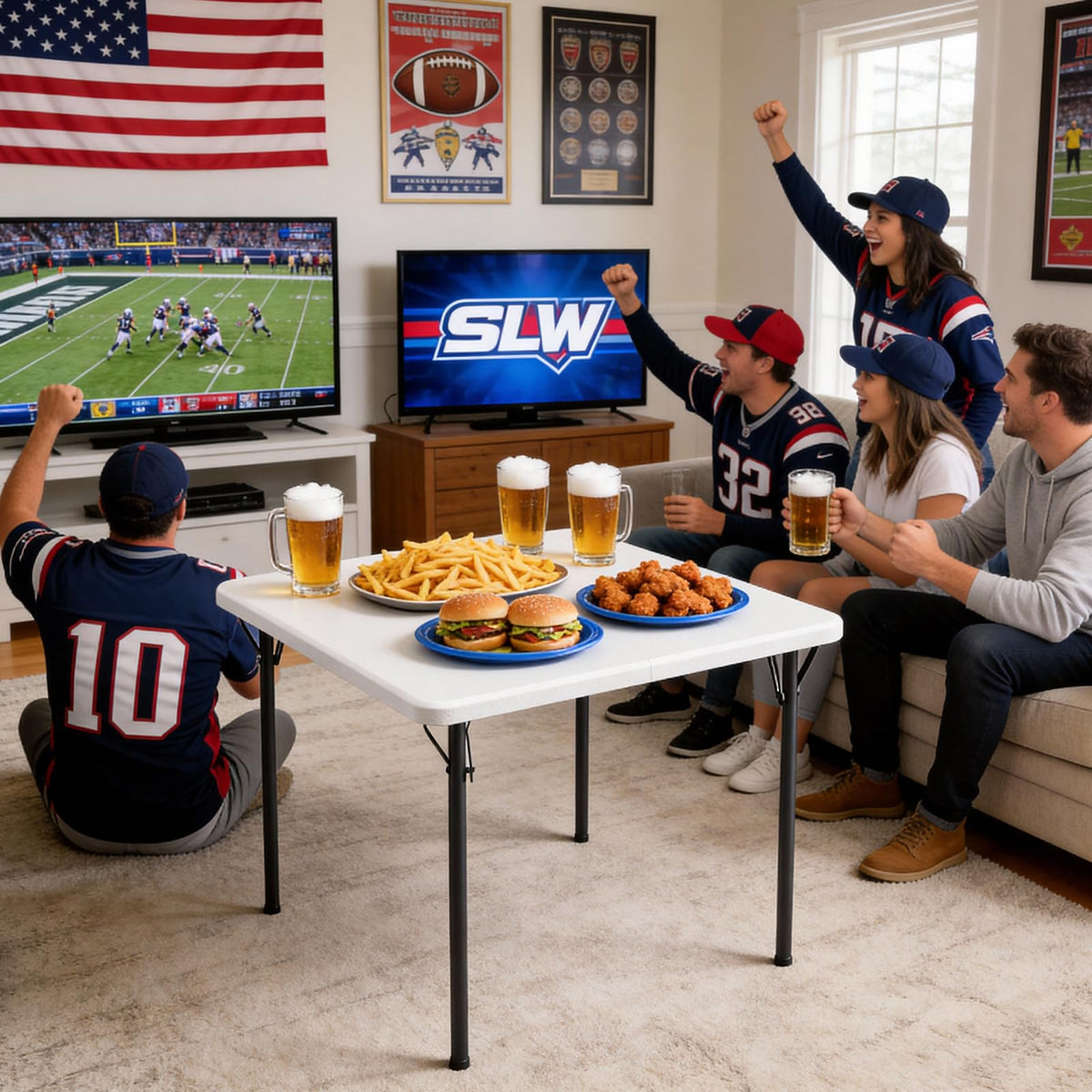Folding Table, 36 Inch Square Foldable Card Table with Carrying Handle Y195